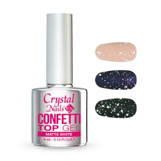 Crystal Nails - Confetti Top Gel - Matte White - 4ml