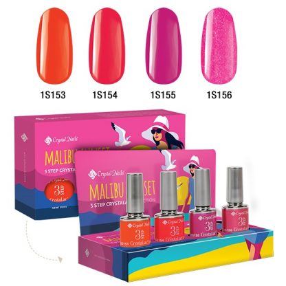 Crystal Nails - 3 Step Crystalac Kit - Malibu Sunset - 4x4ml