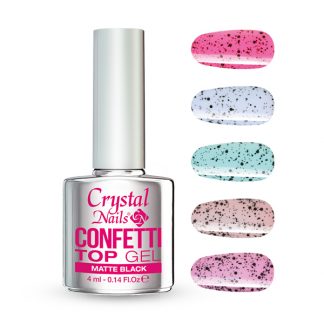 Crystal Nails - Confetti Top Gel - Matte Black - 4ml