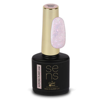 Crystal Nails - Sens Aurora Flake Base Gel - Rose - 10ml