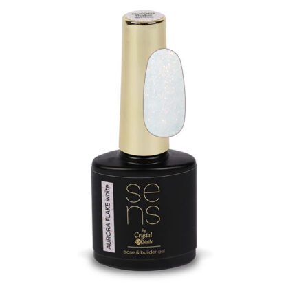 Crystal Nails - Sens Aurora Flake Base Gel - White - 10ml