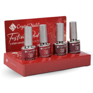 Crystal Nails - 3 Step Crystalac Kit - Festive Red - 4x4ml