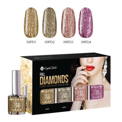 Crystal Nails - 3 Step Crystalac Kit - Full Diamonds - 4x4ml