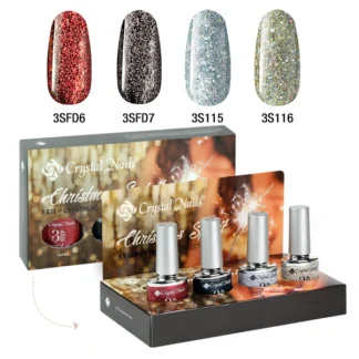 Crystal Nails - 3 Step Crystalac Kit - Christmas Spirit - 4x4ml